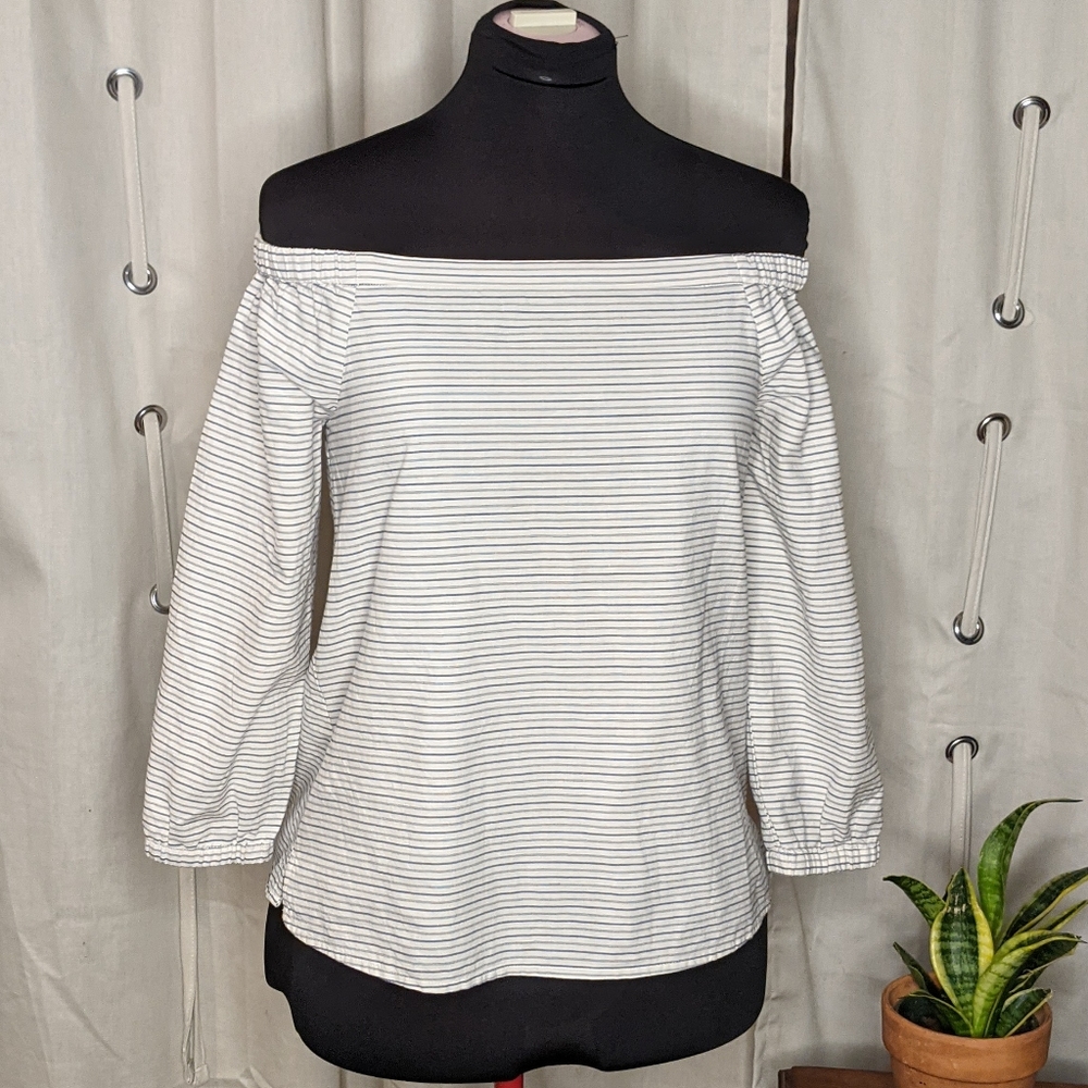 🏷️NWOT Madewell off-shoulder striped blouse XS